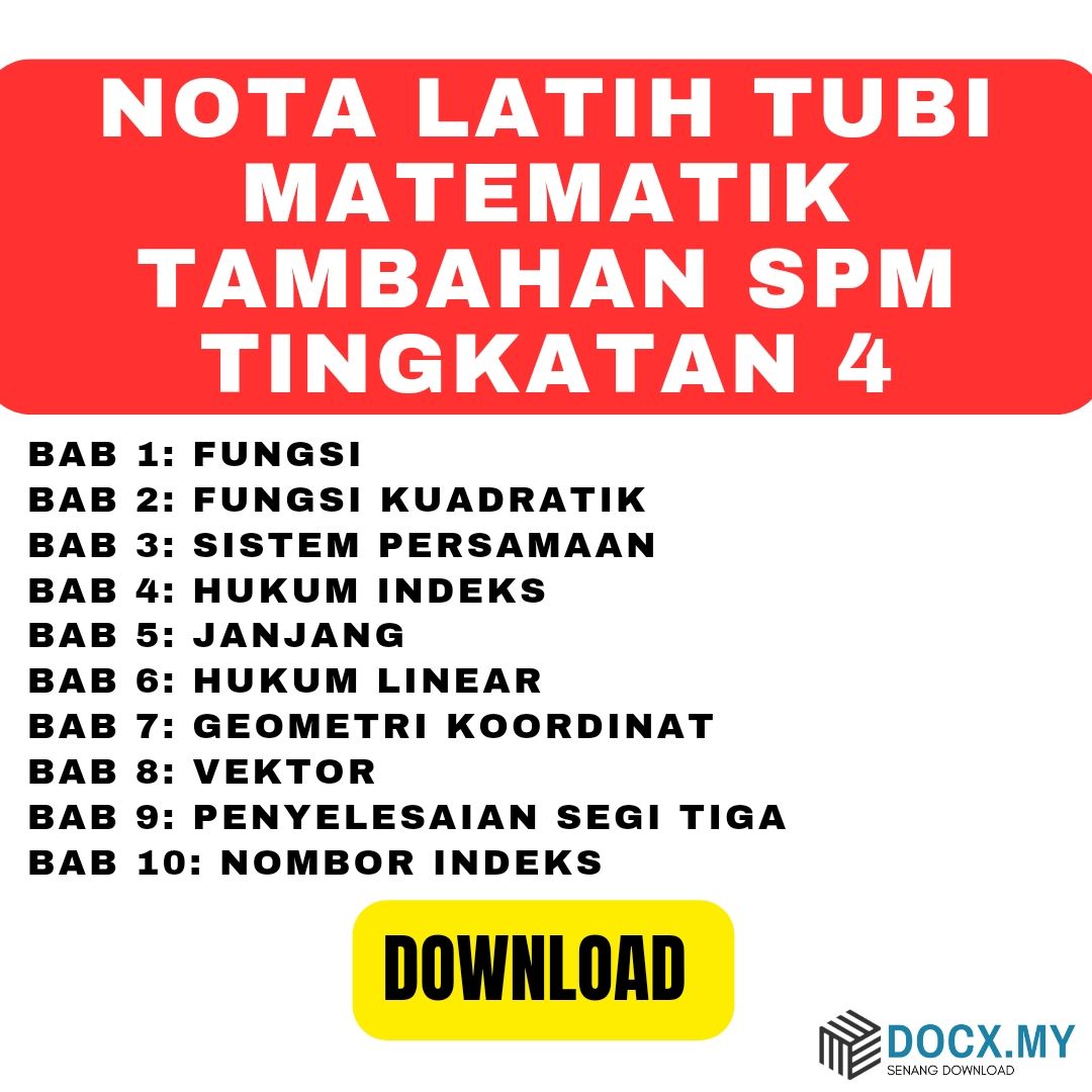 Nota Latih Tubi Matematik Tambahan SPM Tingkatan 4