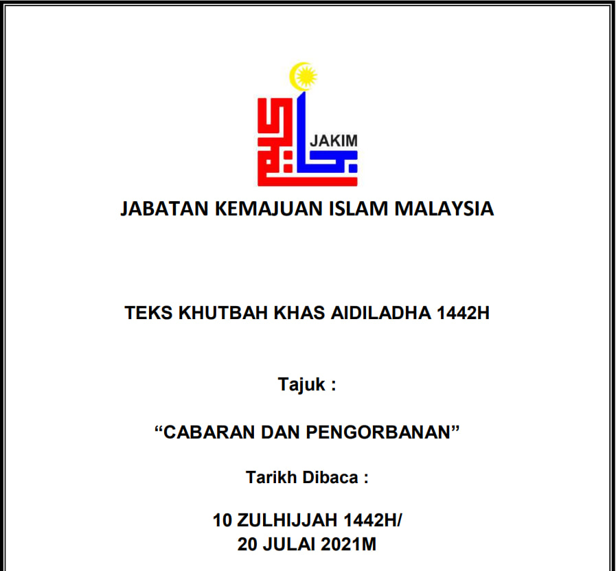 Teks Khutbah Khas Aidiladha Jakim 2021 Docxmy 