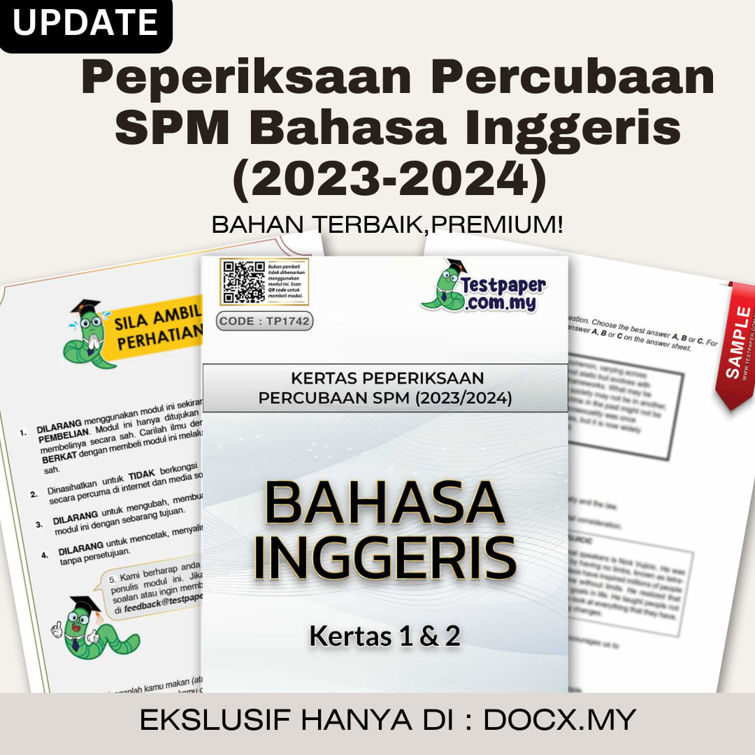 Kertas 1 dan 2 Peperiksaan Percubaan SPM Bahasa Inggeris (20232024