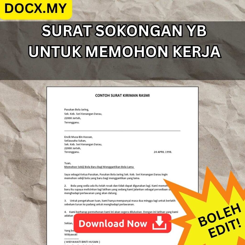 Surat Sokongan Yb Untuk Memohon Kerja Docx My