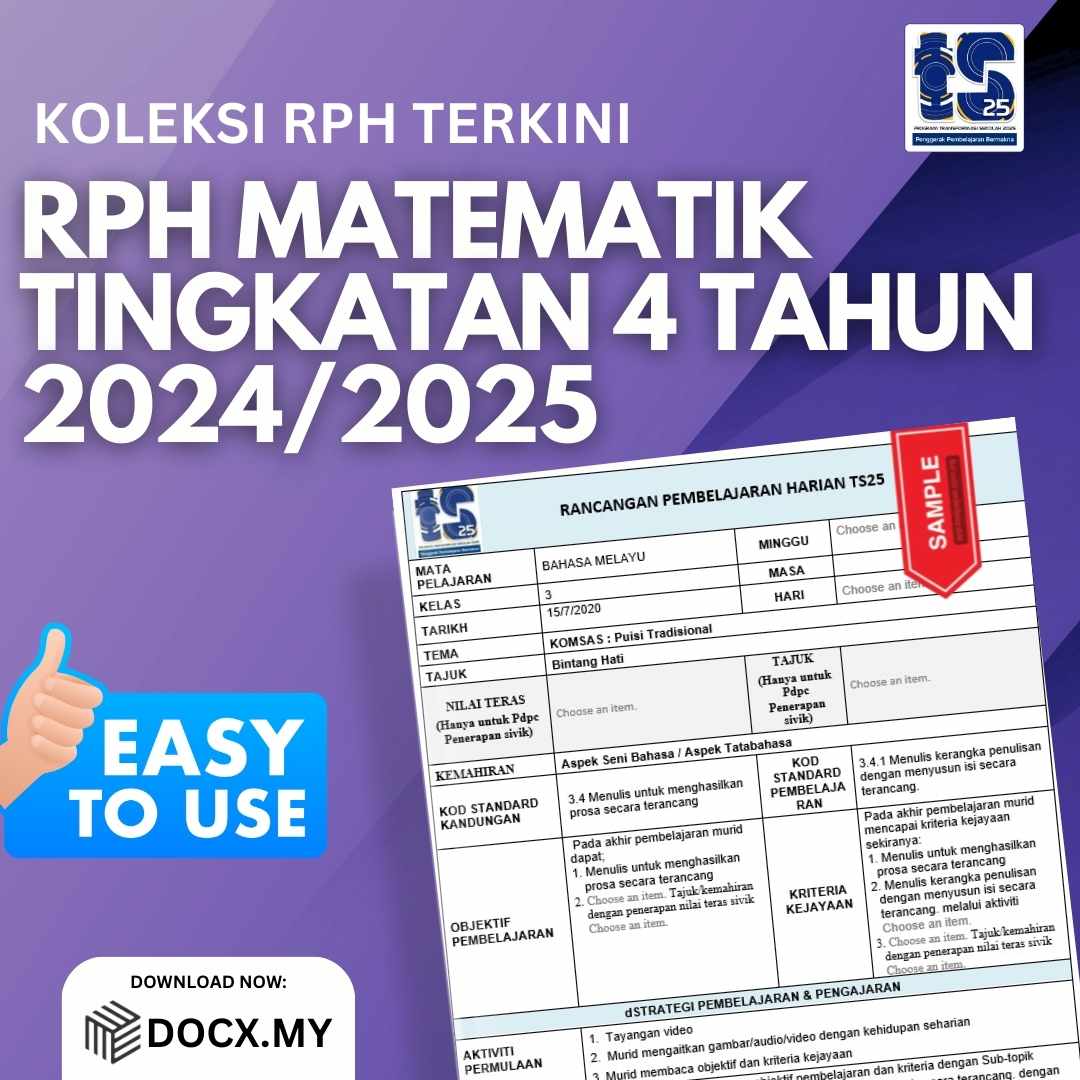 RPH MATEMATIK TINGKATAN 4 TAHUN 2024/2025 - DOCX.MY