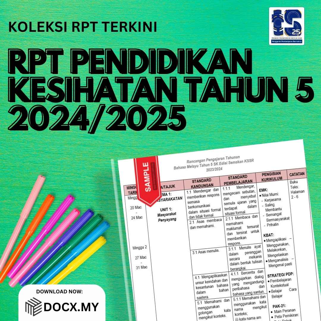 DOWNLOAD RPT PENDIDIKAN KESIHATAN TAHUN 5 2024/2025 - DOCX.MY