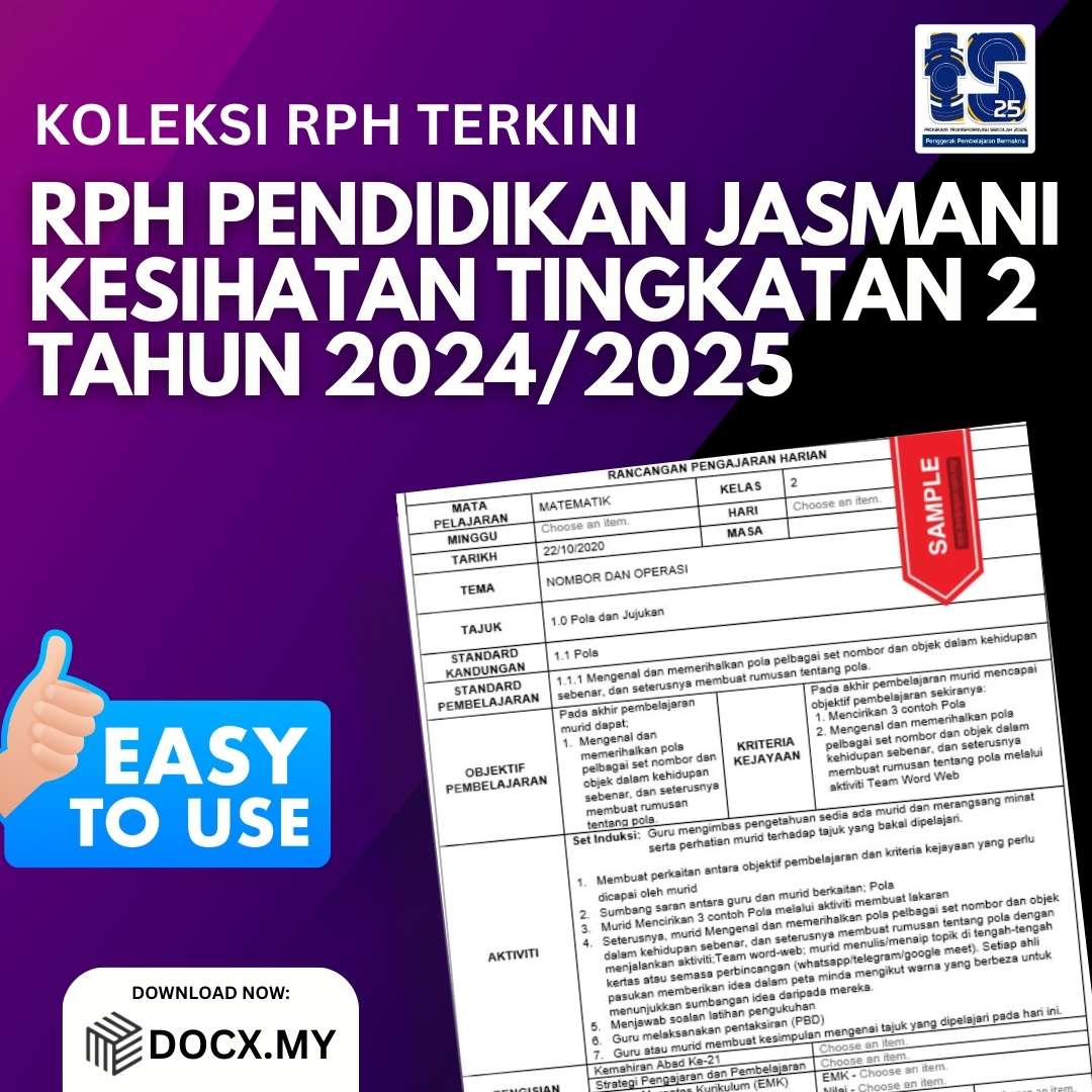 RPH PENDIDIKAN JASMANI KESIHATAN TINGKATAN 2 TAHUN 2024/2025 - DOCX.MY