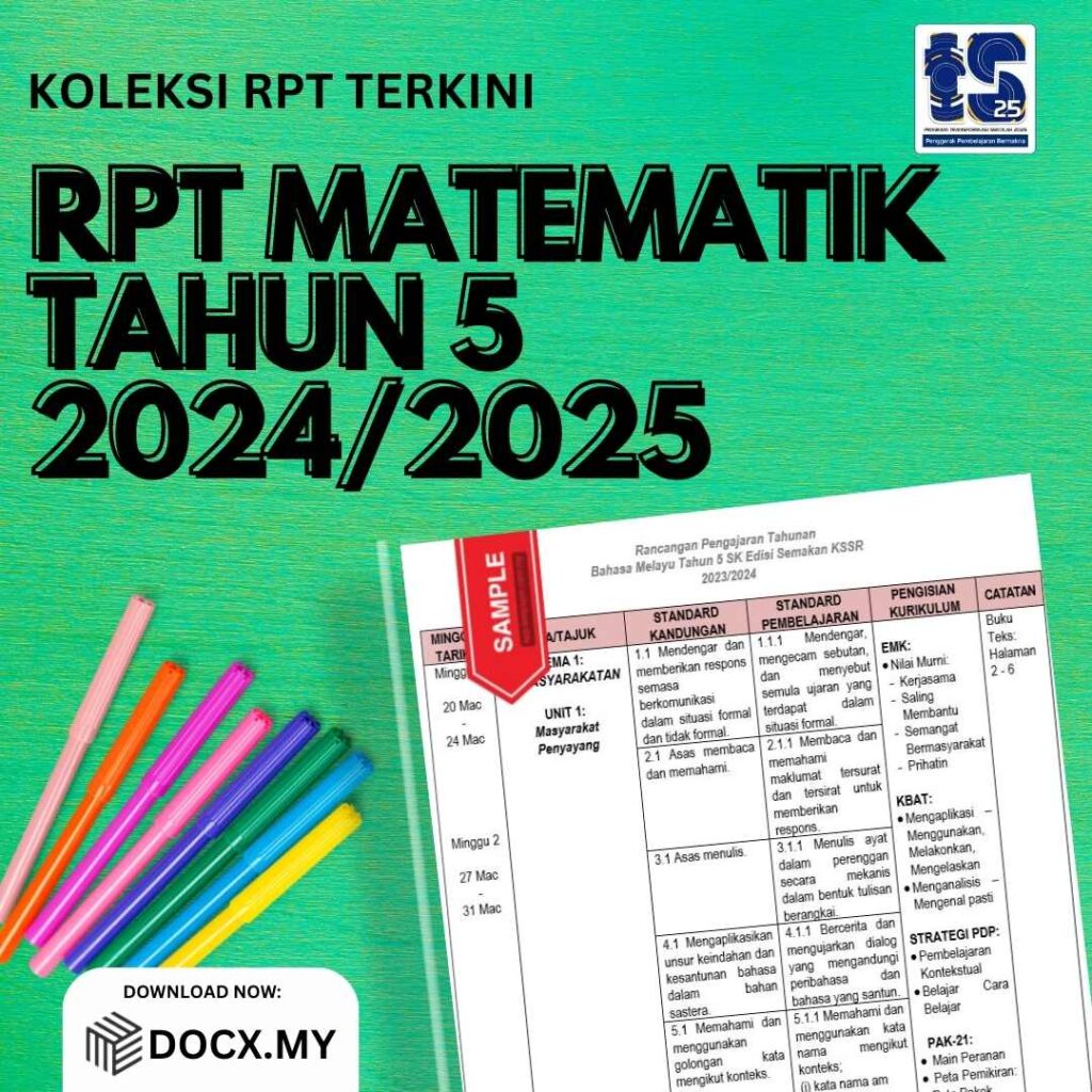 DOWNLOAD RPT MATEMATIK TAHUN 5 2024/2025 - DOCX.MY