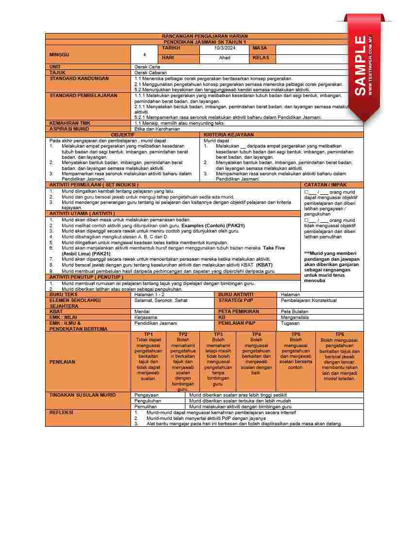 RPH PENDIDIKAN JASMANI TAHUN 2 2024/2025 - DOCX.MY