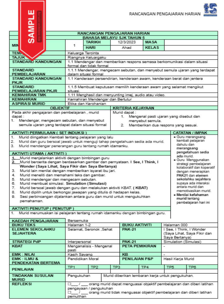 RPH BAHASA MELAYU TAHUN 6 2024/2025 - DOCX.MY