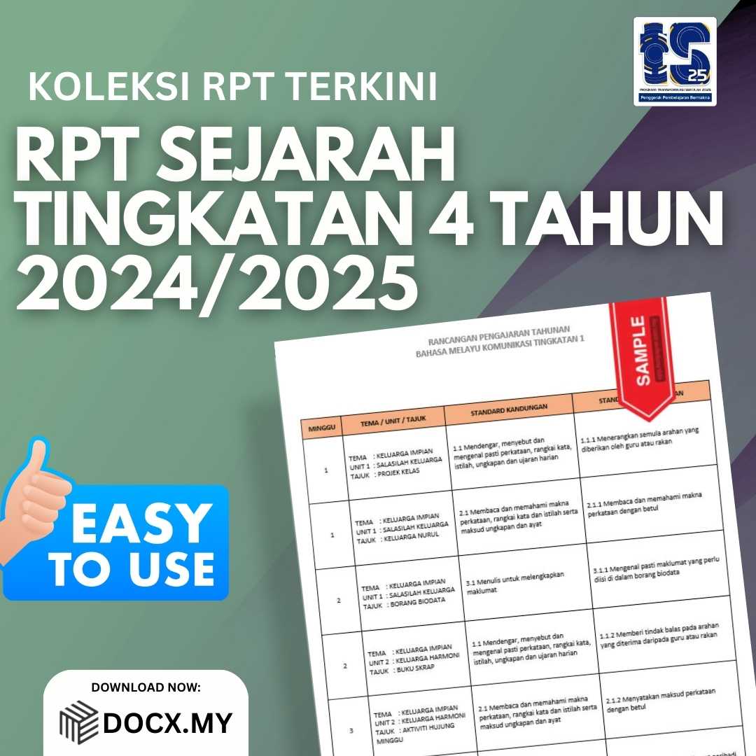 DOWNLOAD RPT SEJARAH TINGKATAN 4 TAHUN 2024/2025 - DOCX.MY